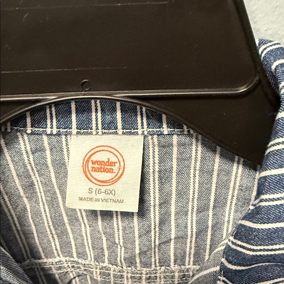 Wonder Nation Blue Striped Casual Kids Dress - Picture 6 of 7